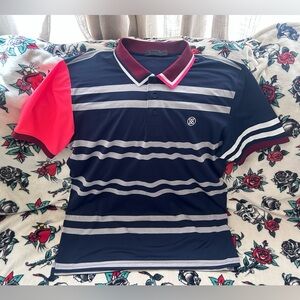 G/Fore Men's Variegated Stripe Tech Jersey Golf Polo - Size XXL